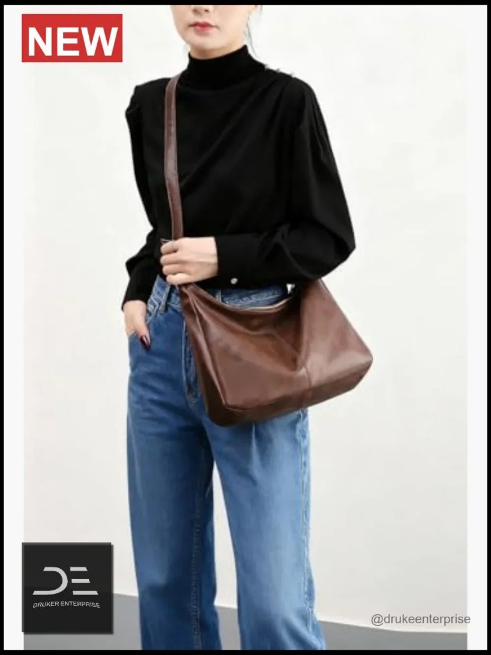 Vegan Leather Hobo Shoulder Bag Tote Crossbody Purse Foldable Slouchy Handbag